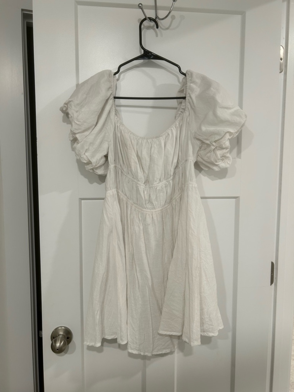 White Puff Sleeve Babydoll Dress